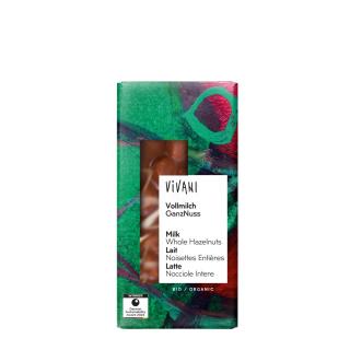 Vivani Vollmilch Schokolade, mit ganzen Nüssen, 10