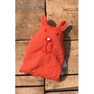 Rapssamenkissen Ernst / Bär mit abstehenden Ohren Karo rot/orange