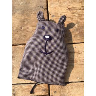 Rapssamenkissen Ernst / Bär mit abstehenden Ohren Karo marine/natur