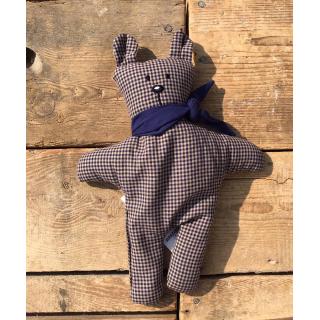 Rapssamenkissen Karl / Bär mit Tuch Karo marine/natur